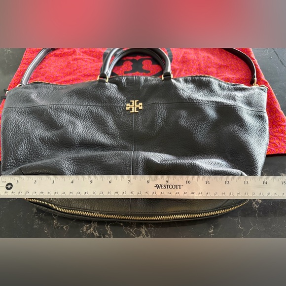 Tory Burch Black Pebbled Leather Expandable Tote - Picture 6 of 12